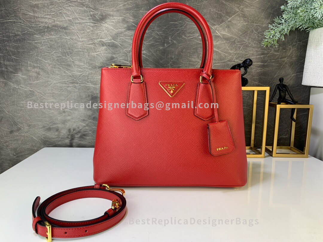 Prada Galleria Red Medium Handbag GHW 232